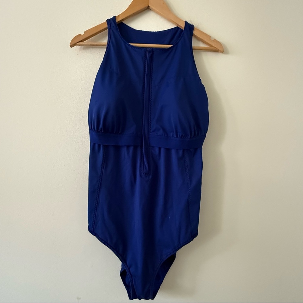 NWT Fabletics High Tide Zip-Front One-Piece Swimsuit Admiral Blue Size XXL/1X - Picture 4 of 10